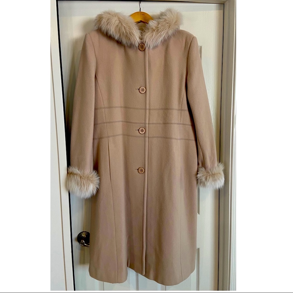 Marvin Richards lambswool and fur coat, soft blush pink color, size 16